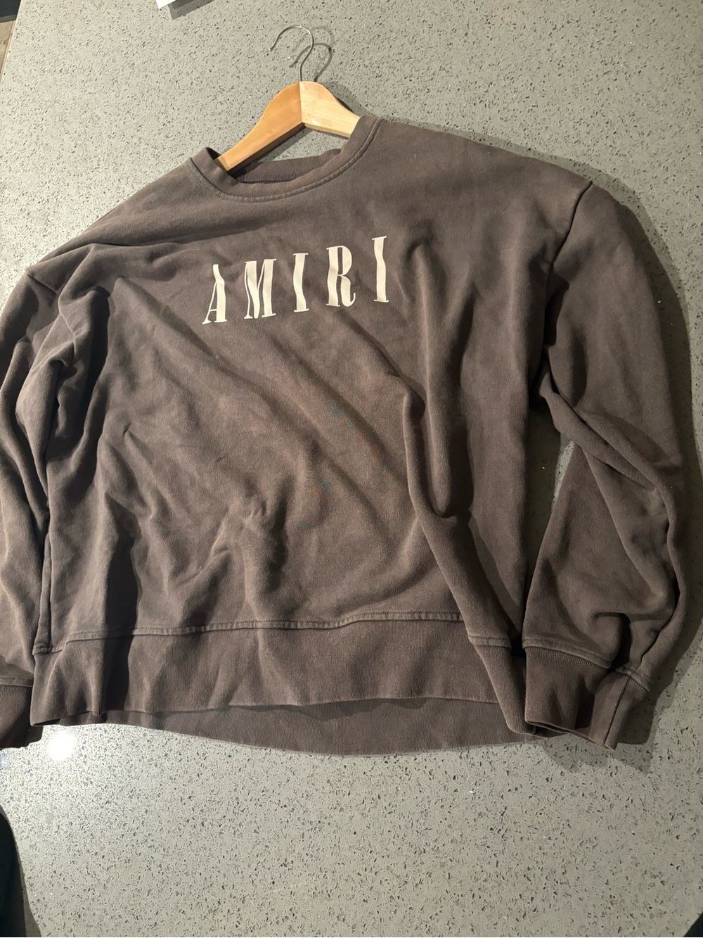 AMIRI Brown Crewneck Sweatshirt with Cream Logo